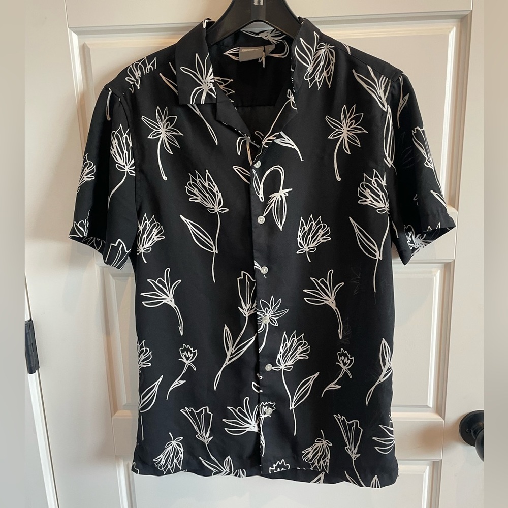 ASOS Men’s Floral Button Down Shirt | Black + White